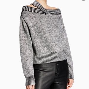 RtA Metallic Off The Shoulder Sweater